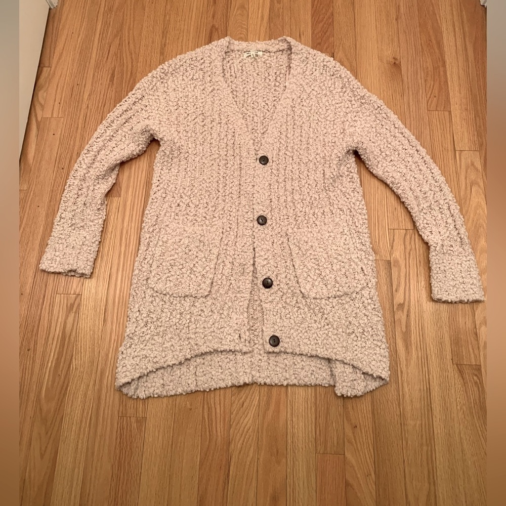 Oversized S/M Blush Fuzzy Cardigan Sweater from Pinkblush